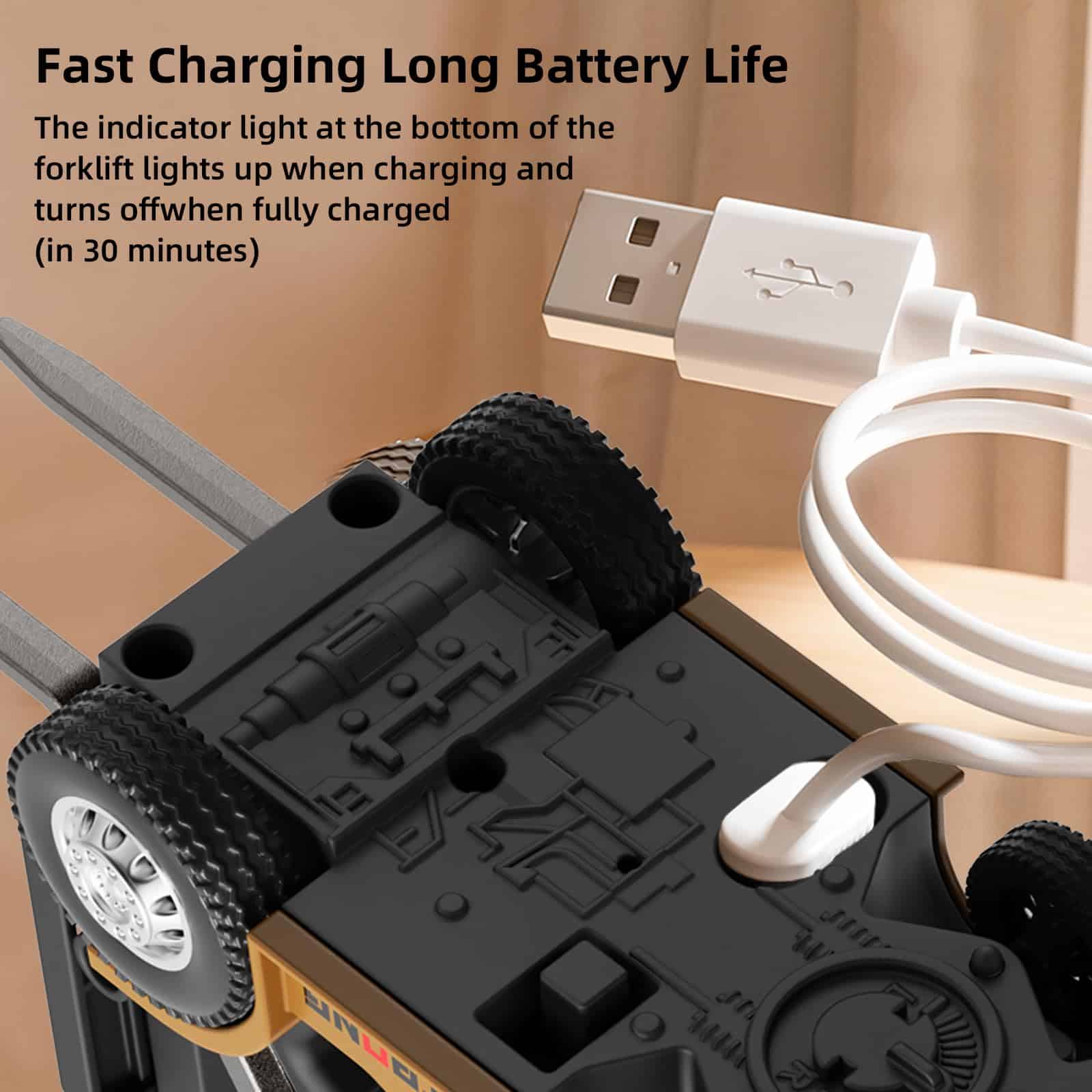 2 ~에 1 변형 가능한 리프트 포크 & 후크 미니 RC 건설 차량 충전식 1/64 미니 Rc 지게차 - 영상 6