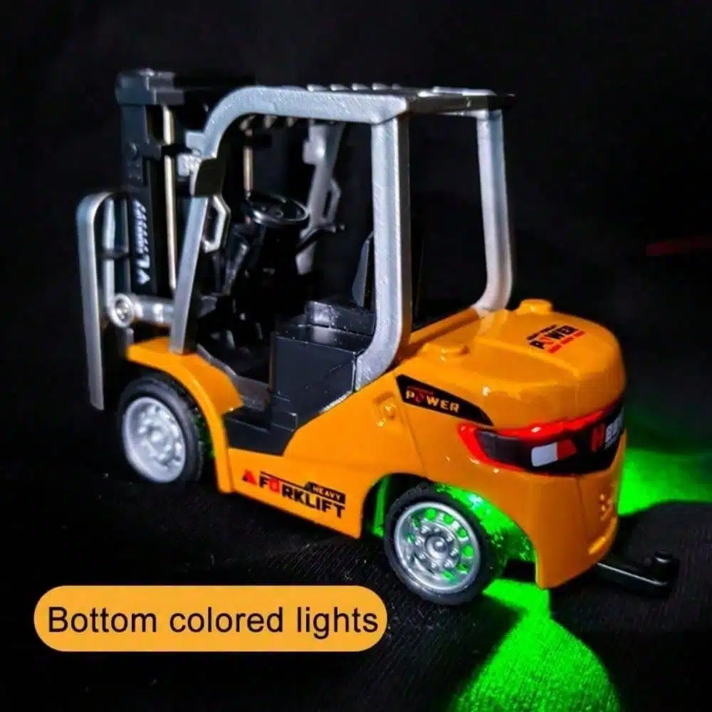 1/64 합금 장난감이 포함된 RC 지게차 8 채널 2 Mode Mini Rc Engineer Truck Forklift Engineer Truck with Flatbed Tow Truck Toys - 영상 3