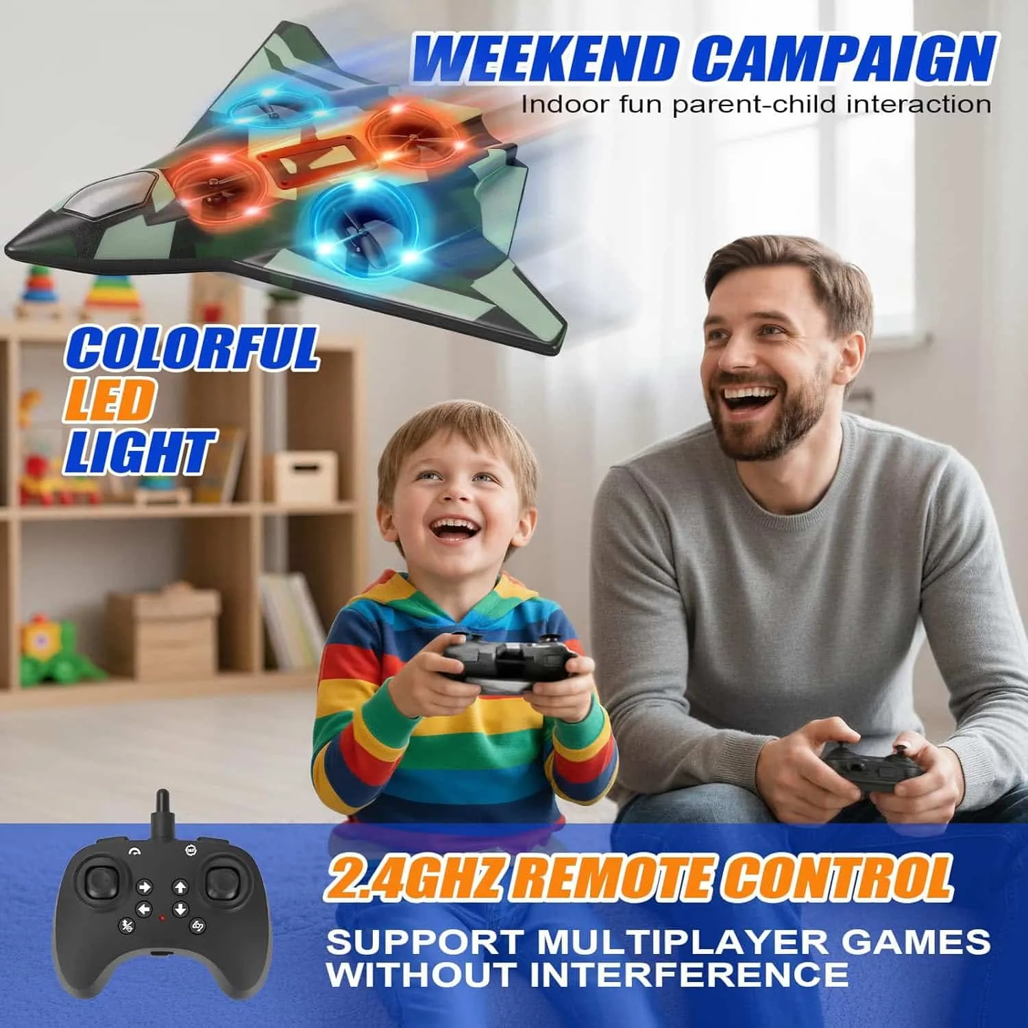 2.4G RC Stunt Foam Aircraft Toy Remote Control Airplane for Kids and Adults with Light Effects for Outdoor Fun - Image 7