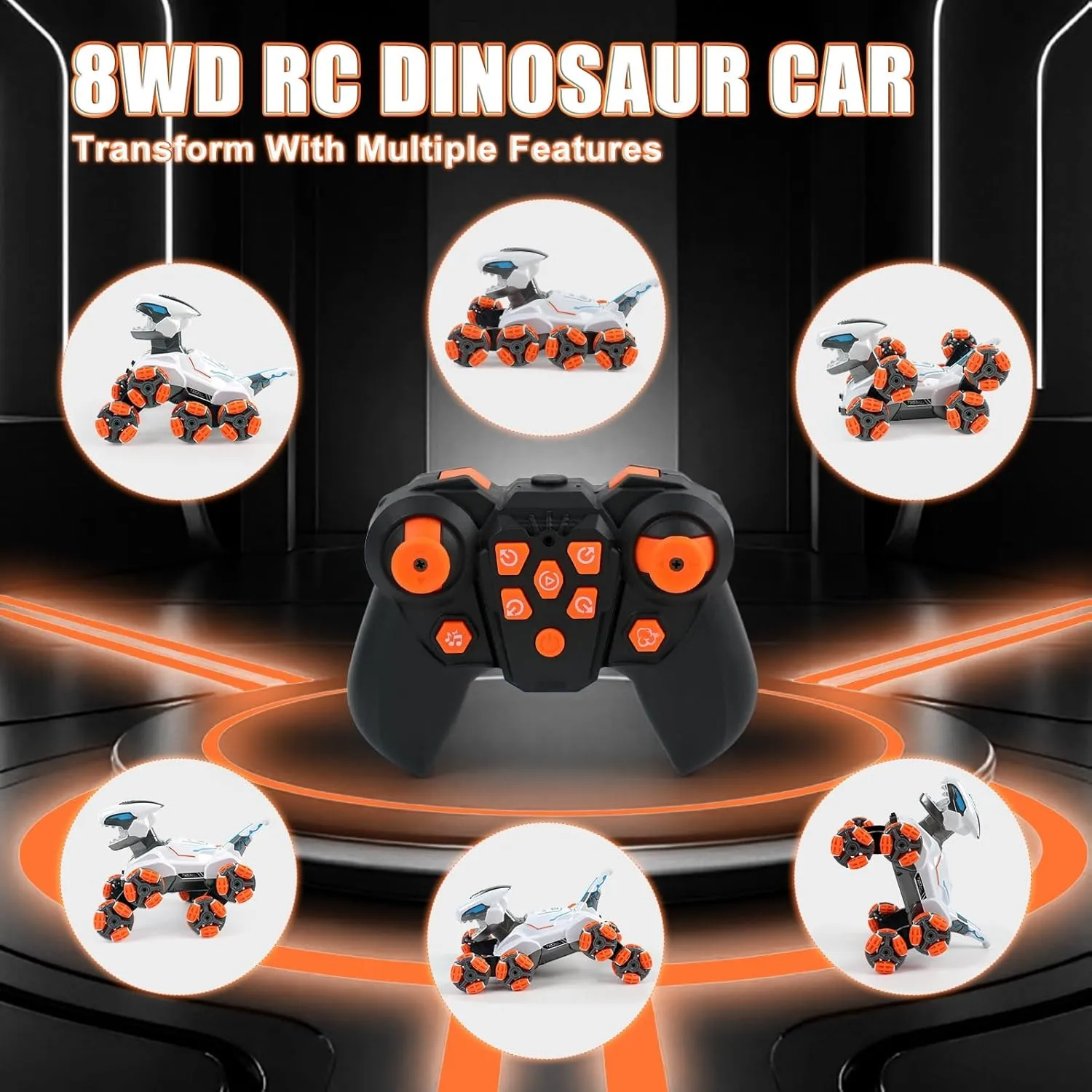 8 Wheels Gesture Sensing Spray Drift Climbing Transforming Mechanical Robot 360 Flip Rc Dinosaur Car - 영상 3