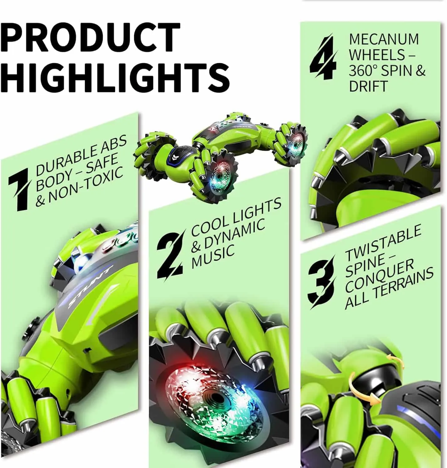 1:12 Gesture Control 4WD Double-Sided Off-Road RC Stunt Car with Lights Twist Body for Kids - Image 5