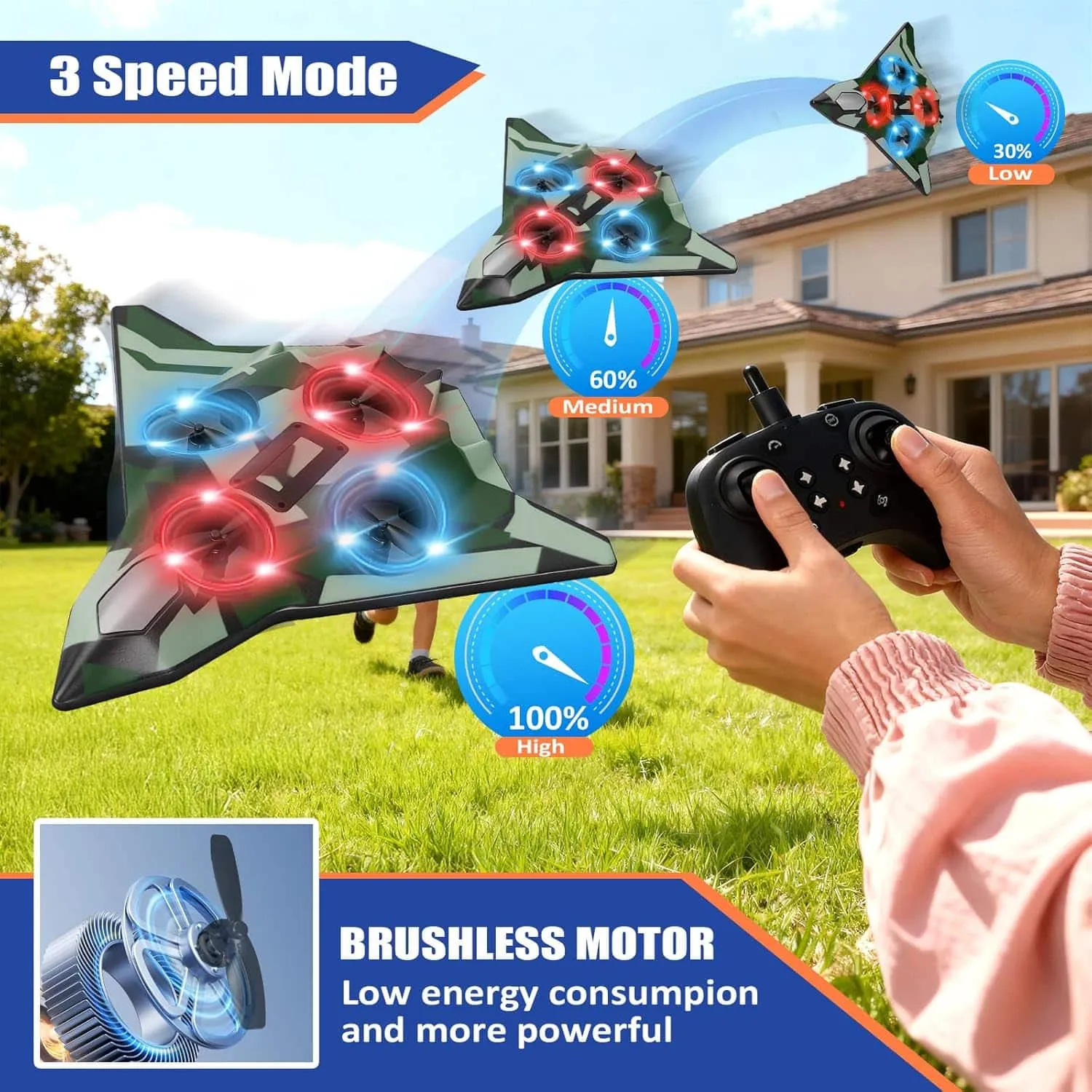 2.4G RC Stunt Foam Aircraft Toy Remote Control Airplane for Kids and Adults with Light Effects for Outdoor Fun - Image 5