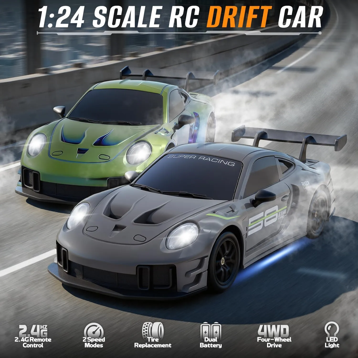 1 24 Scale 4WD 2 4GHz High Speed 20KMH LED Linkage Light Set Indoor Mini Electric Racing Full Remote Control Drift RC Car - Image 5