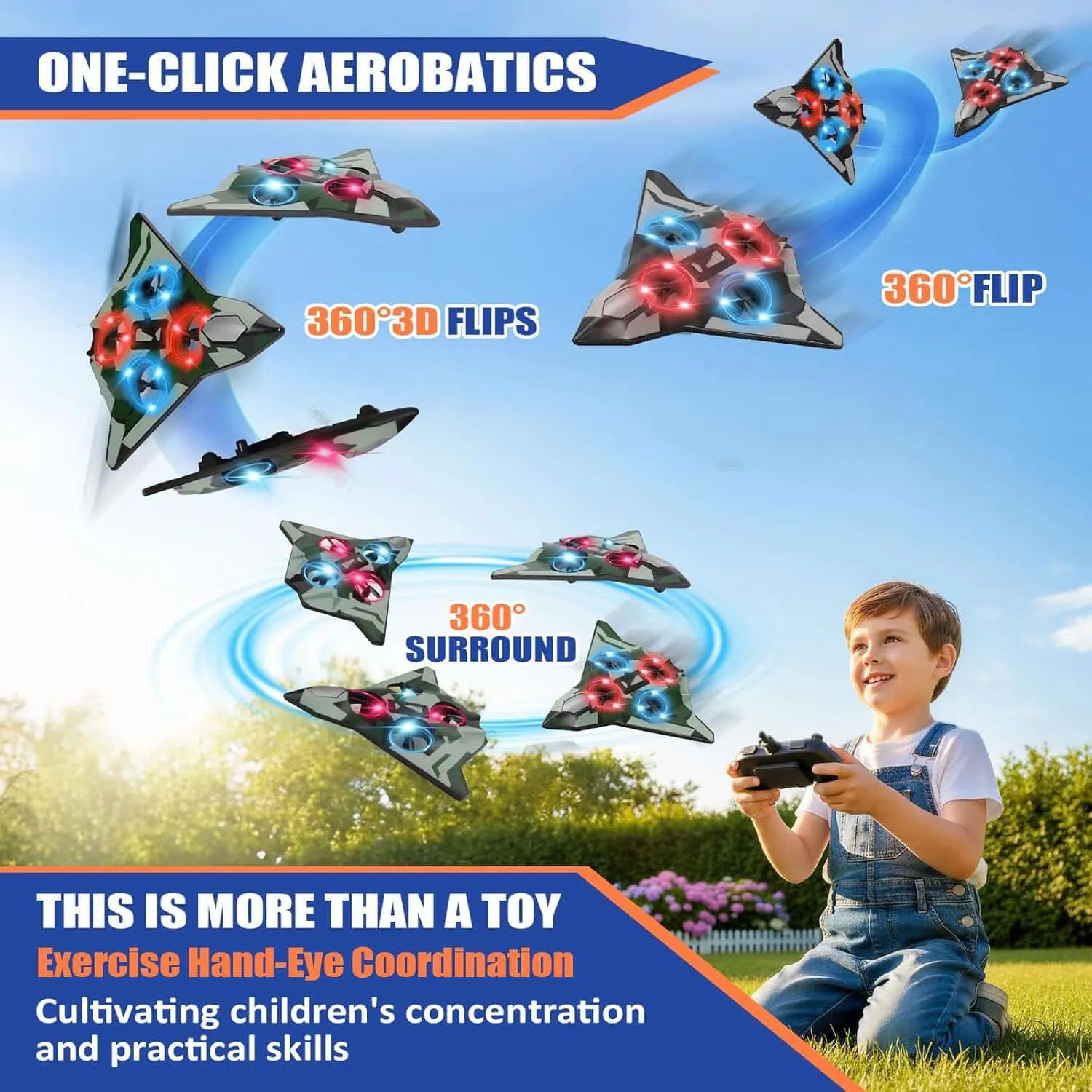 2.4G RC Stunt Foam Aircraft Toy Remote Control Airplane for Kids and Adults with Light Effects for Outdoor Fun - Image 4