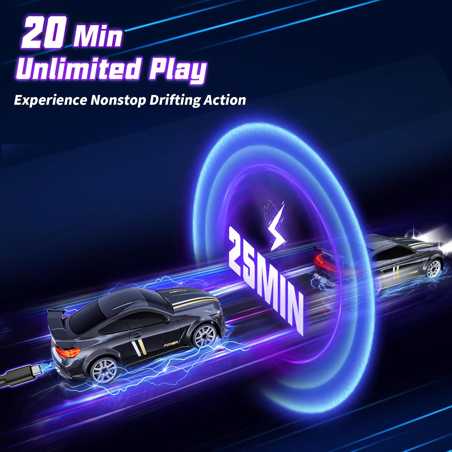 1/64 Scale 4WD High Speed LED Lights 2.4GHz Proportional 2-Speed Stunt Adults Kids Remote Control Mini Drift RC Car - Image 6