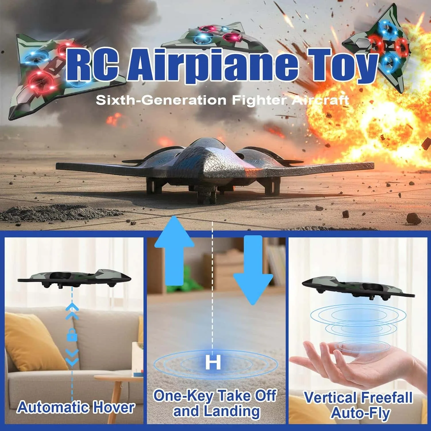 2.4G RC Stunt Foam Aircraft Toy Remote Control Airplane for Kids and Adults with Light Effects for Outdoor Fun - Image 3