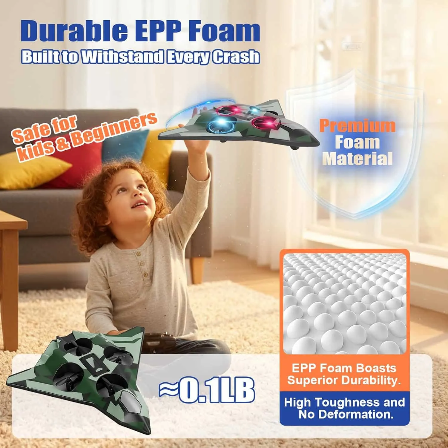 2.4G RC Stunt Foam Aircraft Toy Remote Control Airplane for Kids and Adults with Light Effects for Outdoor Fun - Image 2