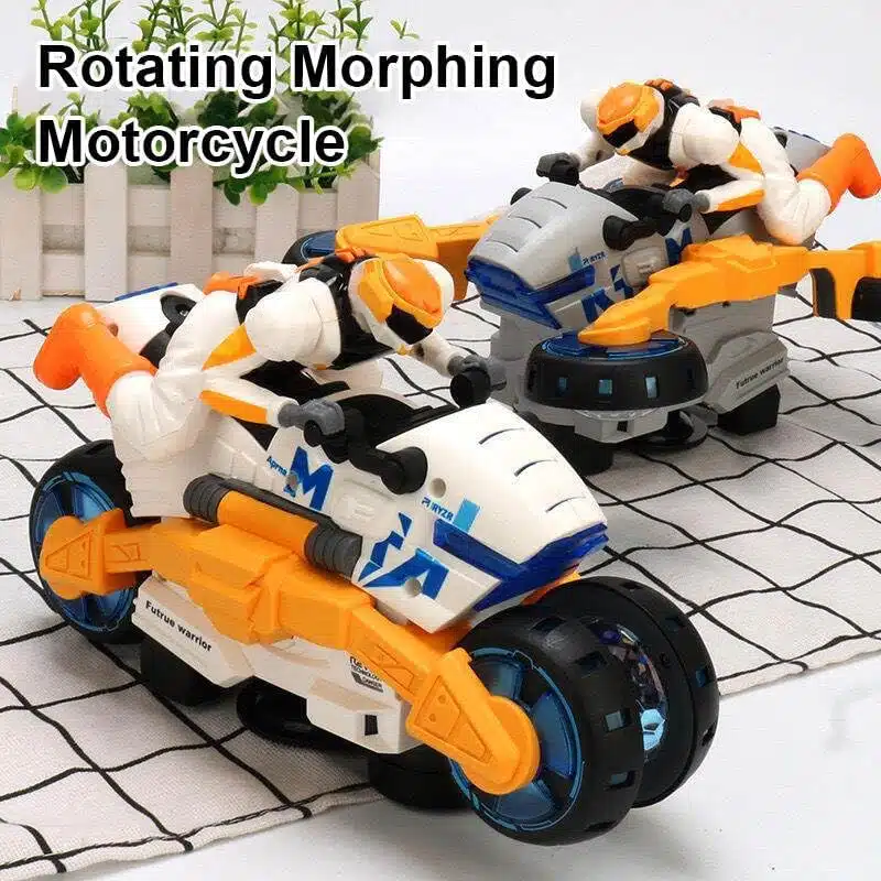 Wholesale New 360 Degree Rotation Sound Light Auto Deformation Children Electric Stunt Motorcycle Toy Car - Image 2