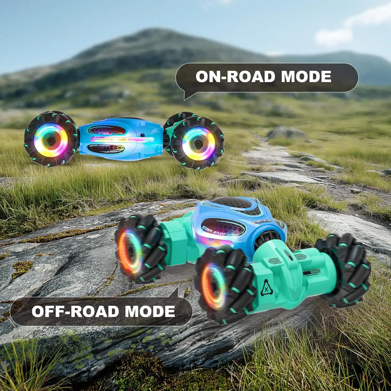 1:18 Scale 4wd Transform Off Road 360 Flips Rotating LED Lights Music Kids Gift Hand Gesture Sensing RC Stunt Car - Image 4