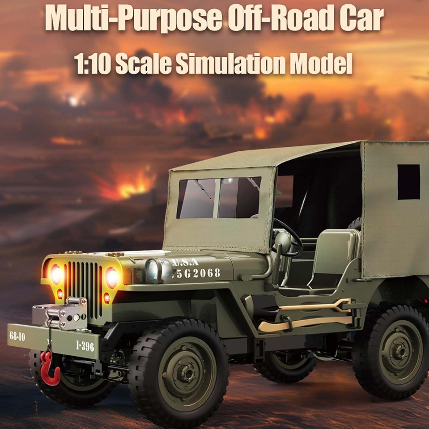 1:10 Scale D888 Willys RC Crawlers Truck 2.4Ghz 4WD Off Road Rock Crawler Vehicle with Lights RC Truck - Image 7