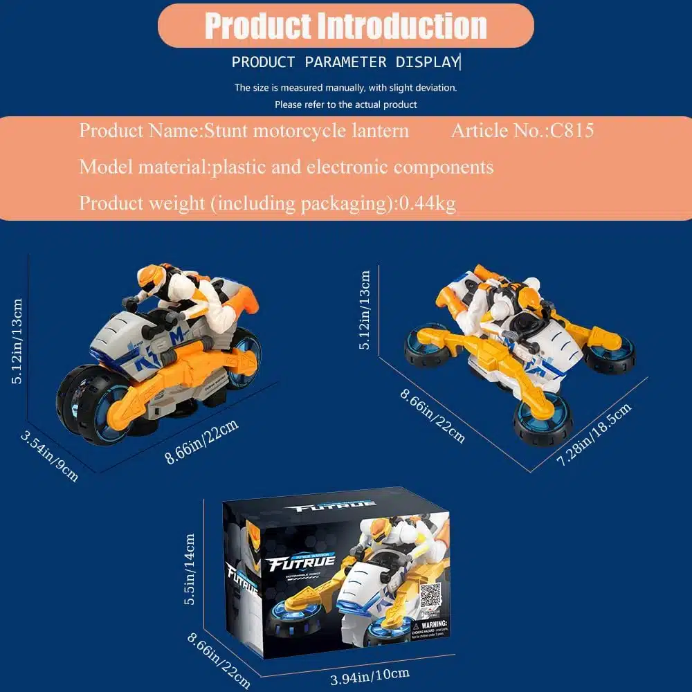 Wholesale New 360 Degree Rotation Sound Light Auto Deformation Children Electric Stunt Motorcycle Toy Car - Image 9