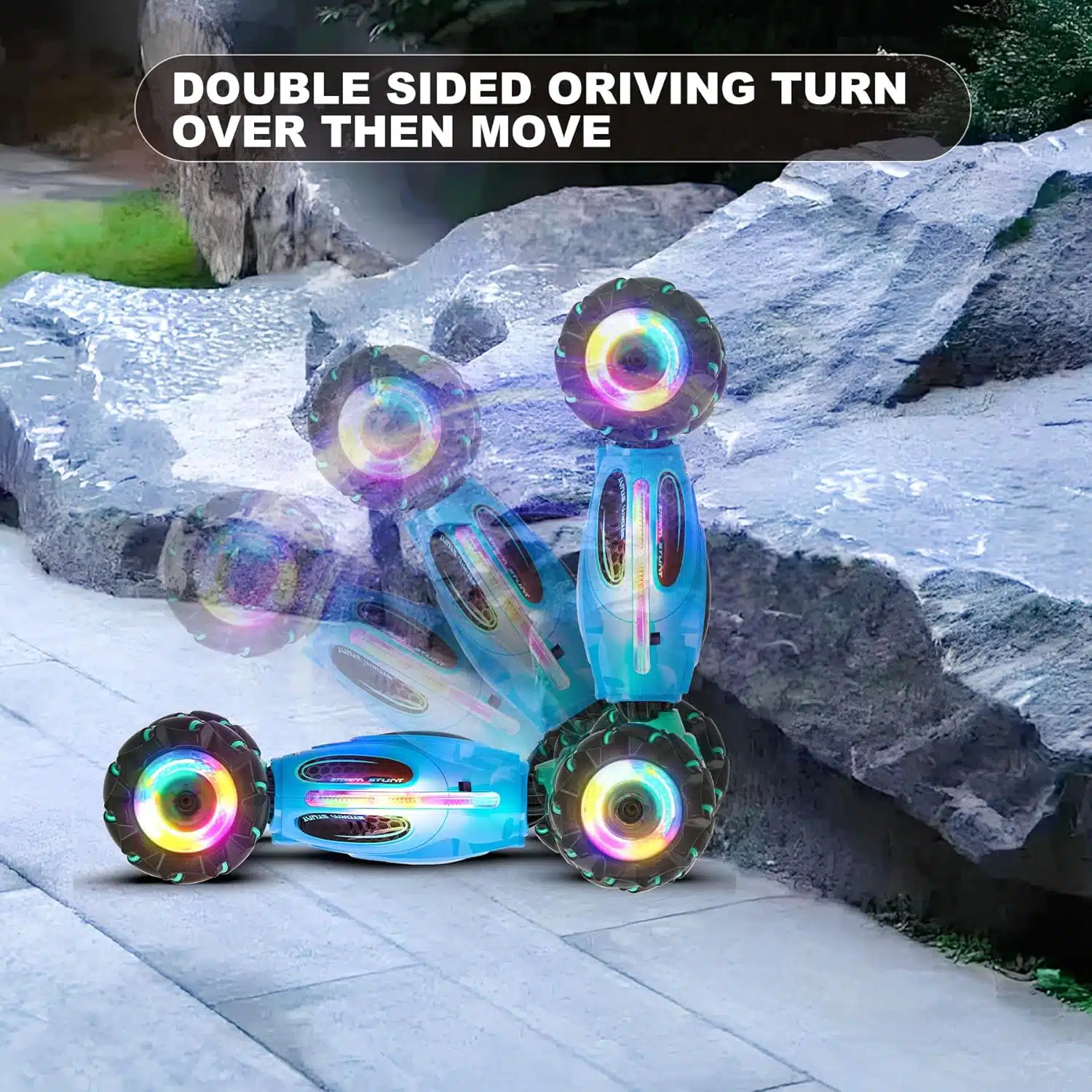 1:18 Scale 4wd Transform Off Road 360 Flips Rotating LED Lights Music Kids Gift Hand Gesture Sensing RC Stunt Car - Image 3