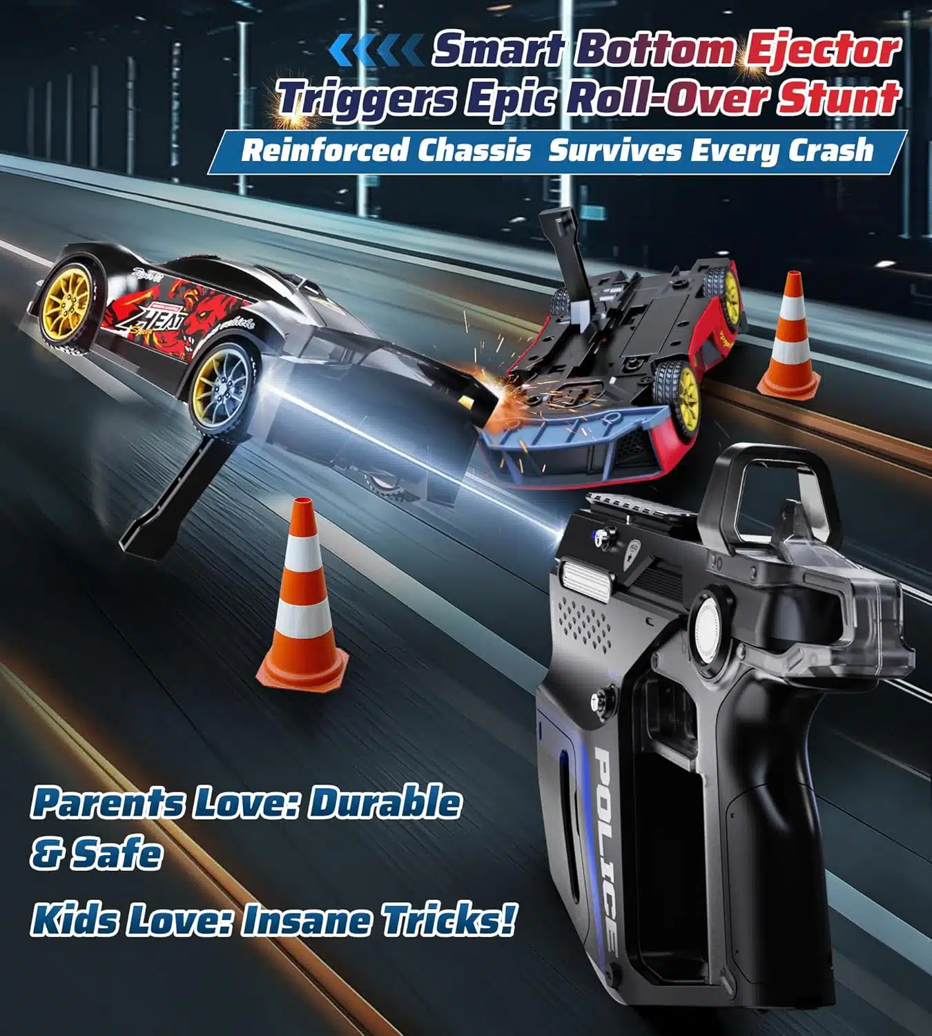 Innovative 2.4G Sensor Chase Game Dual Remotes Ejection Launcher Parent Child Interactive Battle RC Car Set - Image 3