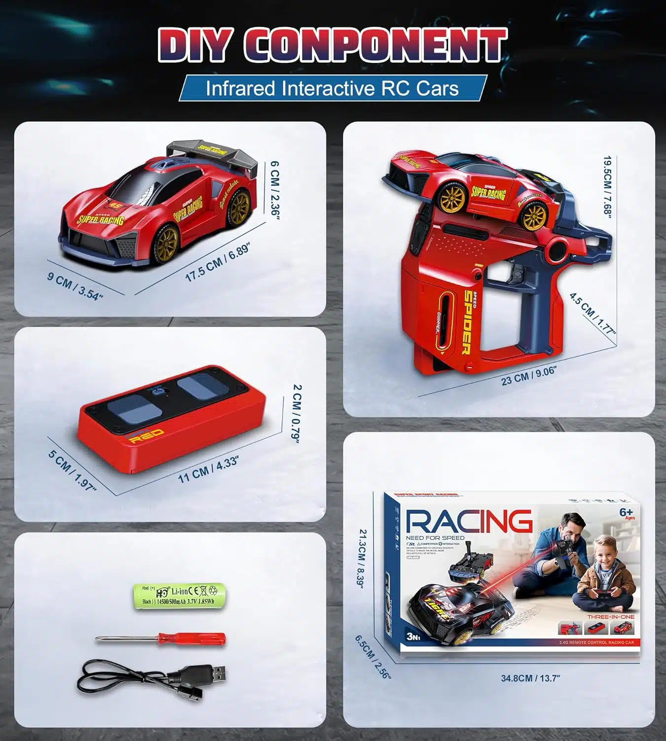 Innovative 2.4G Sensor Chase Game Dual Remotes Ejection Launcher Parent Child Interactive Battle RC Car Set - Image 4