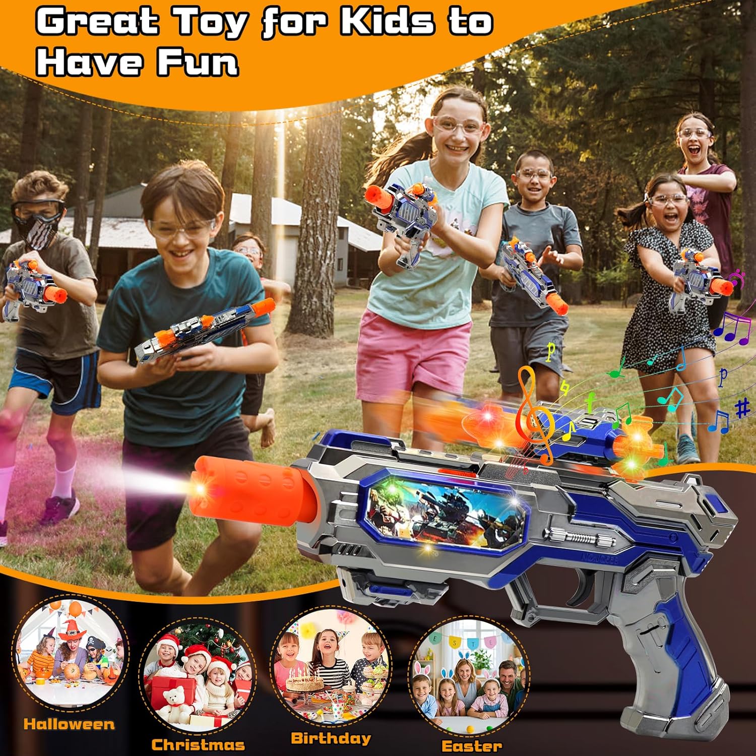 Spray Light up Sound Effects Rotating Slide Display Kids Plastic Electric Outdoor Mist Blaster Electric Gun Toy - Image 5
