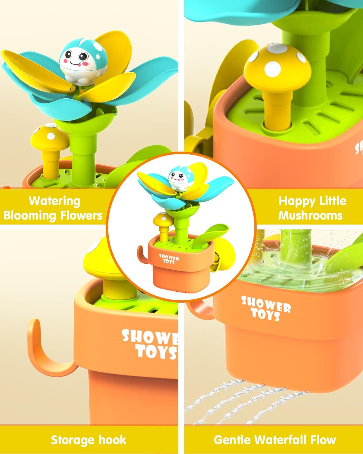 Cute Cartoon Potted Flowers Sprinkler Water Spray Shower Game Summer Kids Suction Cup Baby Bath Toy - Image 5