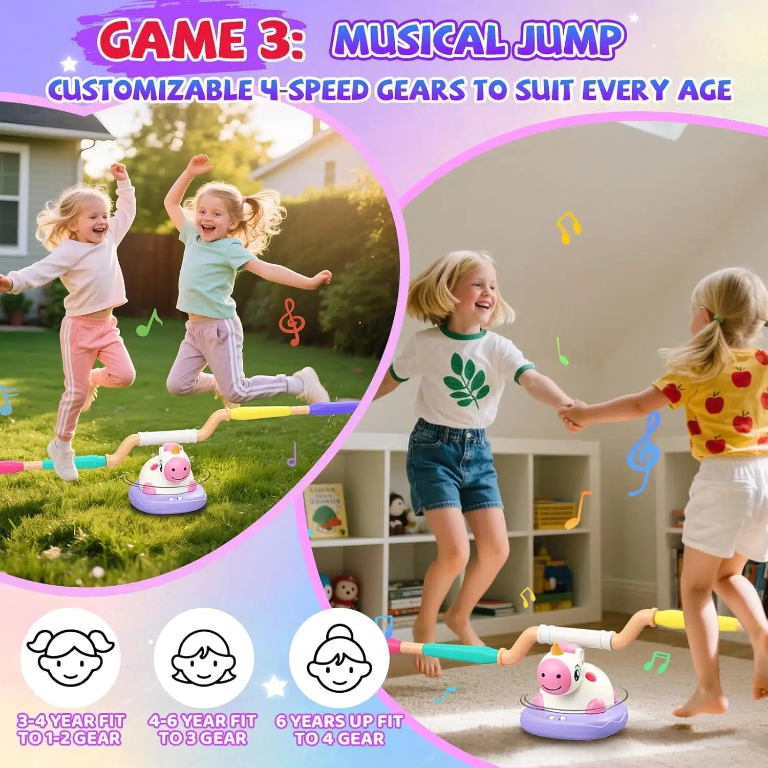 Wholesale Unicorn Kids 3 in 1 Musical Jump Rope Remote Control Game Outdoor Ring Toss Rocket Launcher Sports Toys - Image 3