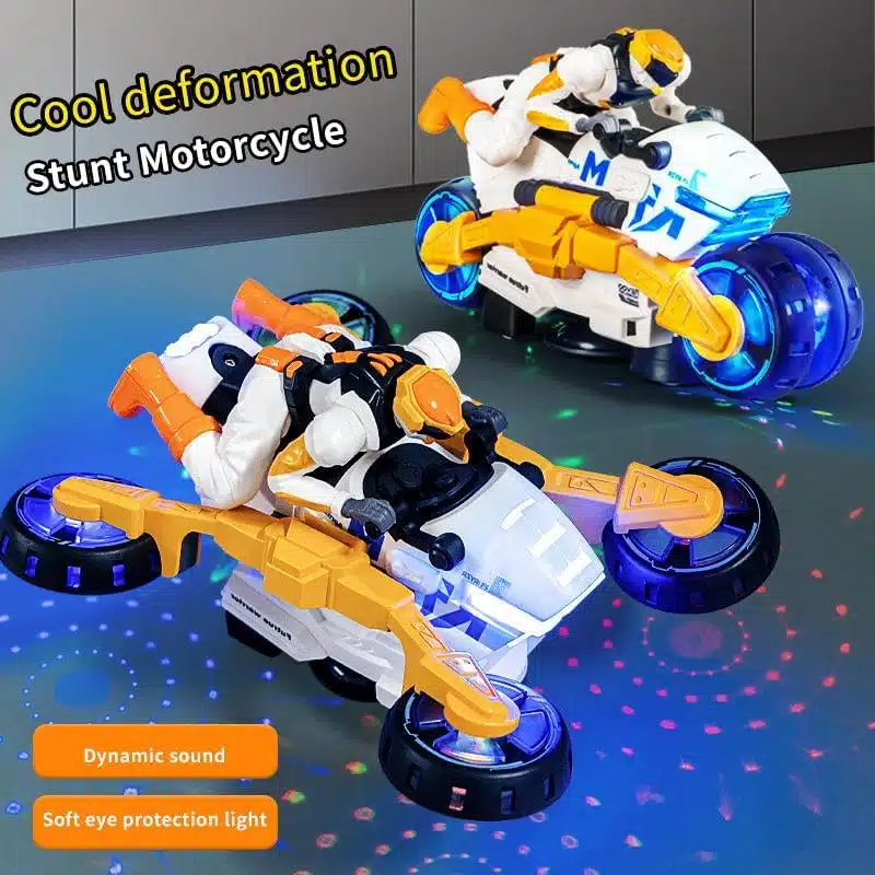 Wholesale New 360 Degree Rotation Sound Light Auto Deformation Children Electric Stunt Motorcycle Toy Car - Image 6