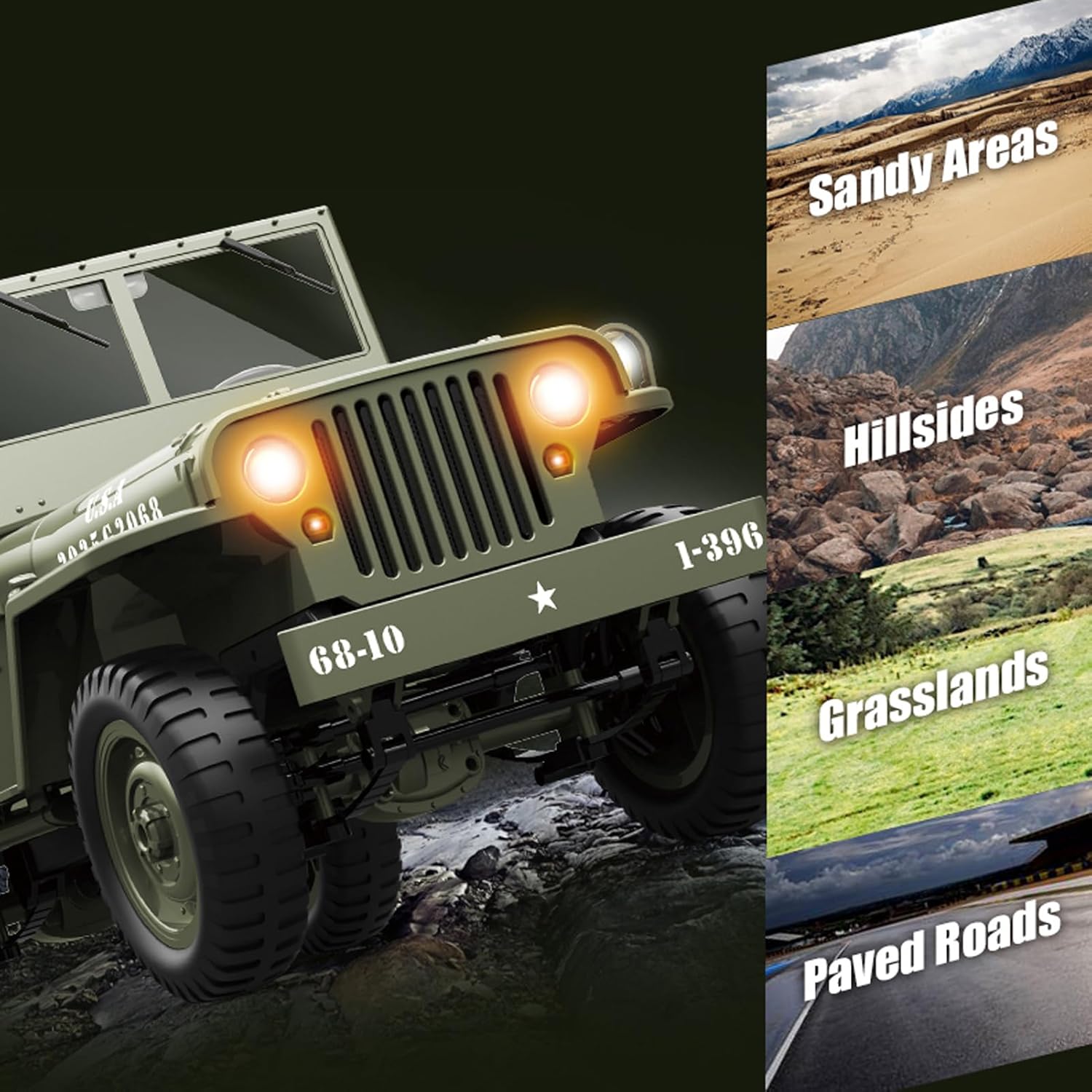 1:10 Scale D888 Willys RC Crawlers Truck 2.4Ghz 4WD Off Road Rock Crawler Vehicle with Lights RC Truck - Image 3