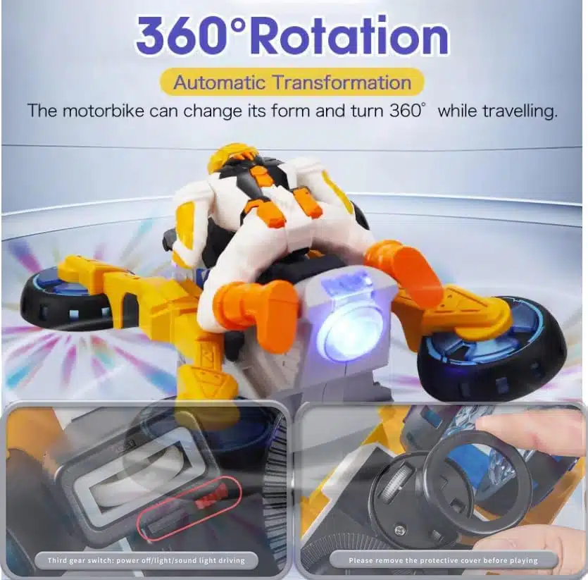 Wholesale New 360 Degree Rotation Sound Light Auto Deformation Children Electric Stunt Motorcycle Toy Car - Image 5