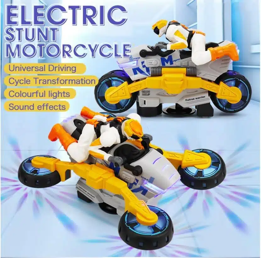 Wholesale New 360 Degree Rotation Sound Light Auto Deformation Children Electric Stunt Motorcycle Toy Car - Image 4
