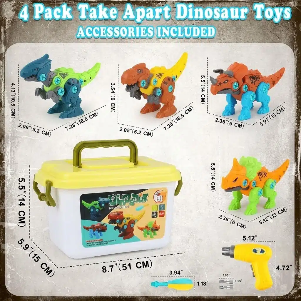 Factory Educational Take Apart Construction Block Storage Box Electric Drill Boys Dinosaur Toys - Imagen 7