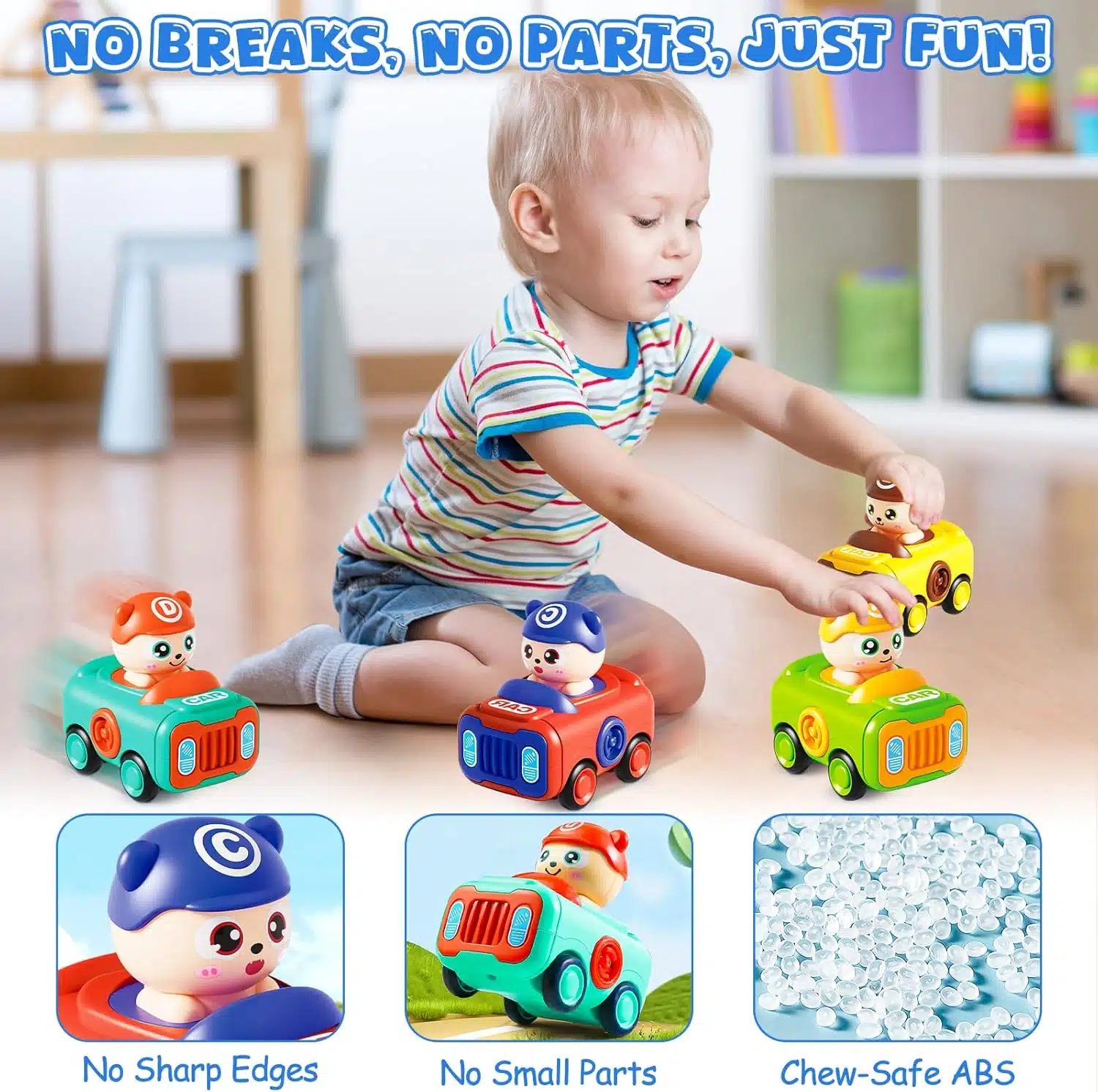 Funny Mini Plastic Cartoon Animal Bear Vehicles Cute Children Gifts Whistle Hand Press Sliding Car Toys - Imagen 5