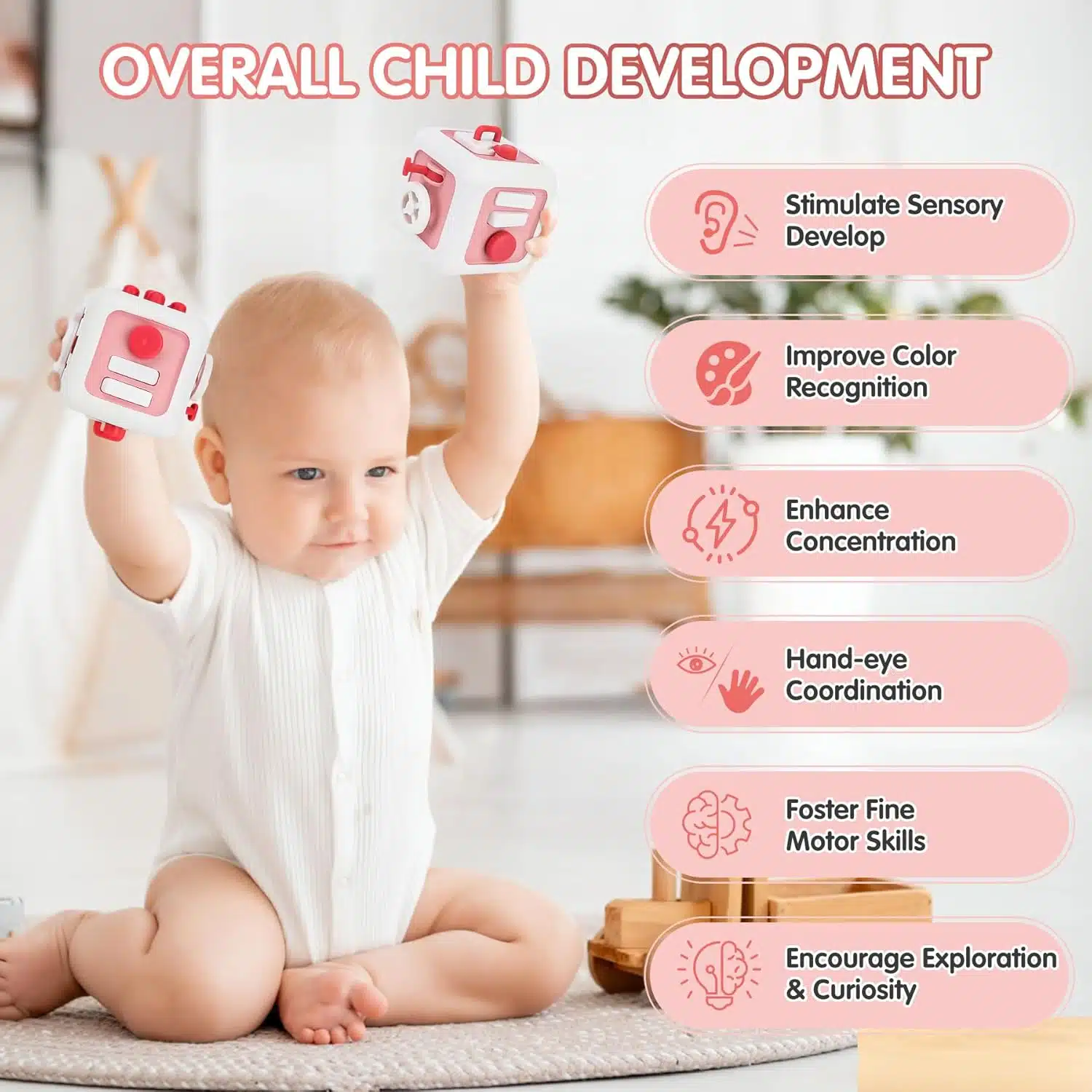 Interactive Whack a Mole Steering Wheel Toddler Box Educational Montessori Busy Board Busy Cube Toys - Image 5