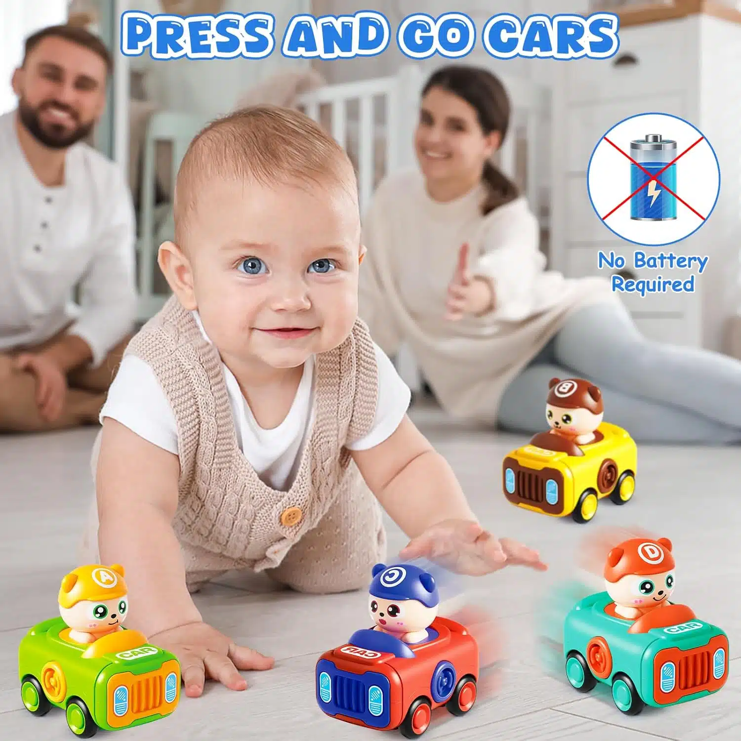 Funny Mini Plastic Cartoon Animal Bear Vehicles Cute Children Gifts Whistle Hand Press Sliding Car Toys - Imagen 4