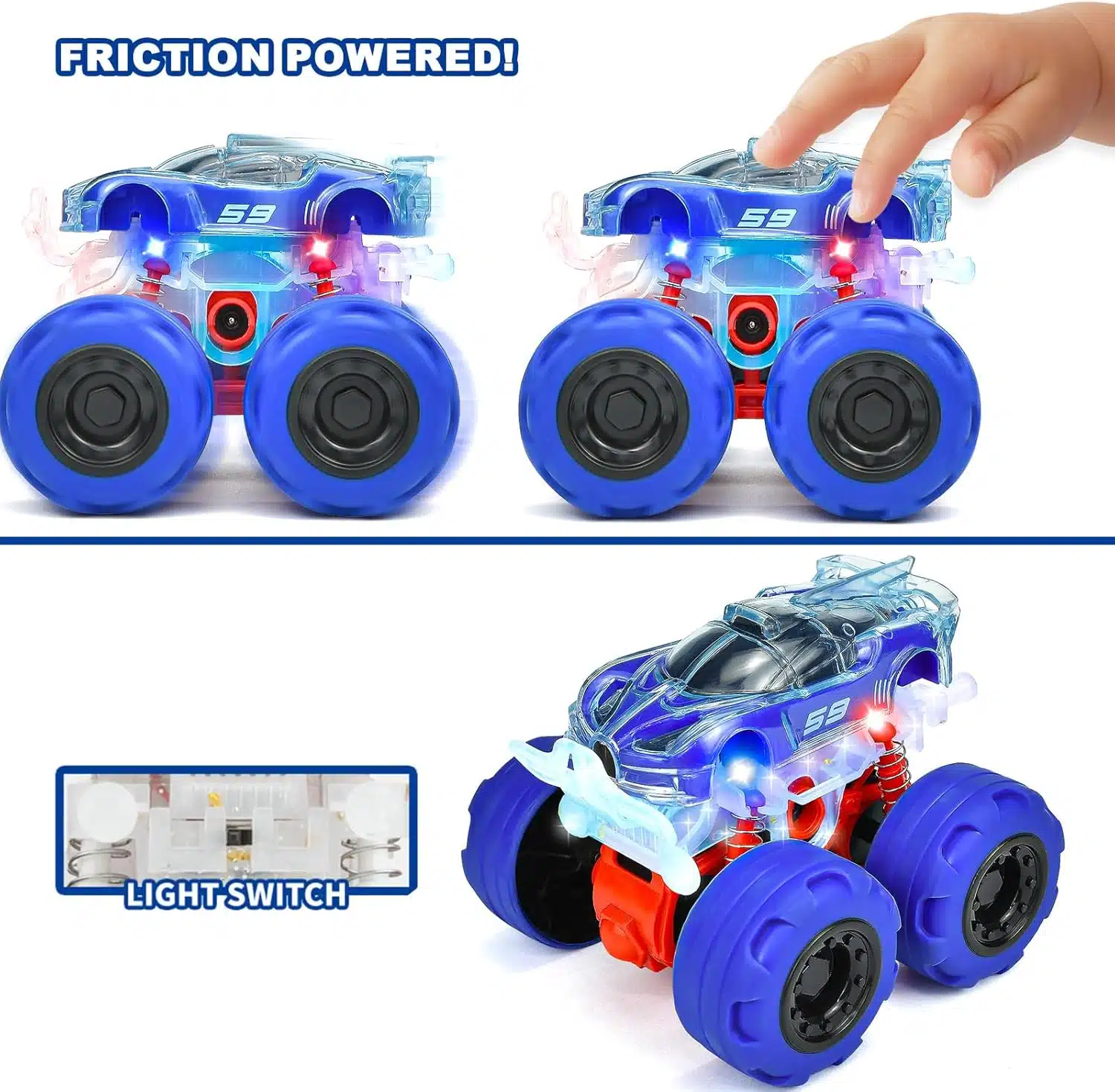 Educational Friction Powered Monster Truck Birthday Gift Age 3 4 5 6 Year Old Boy Girl Toddler Car Toys - Imagen 3