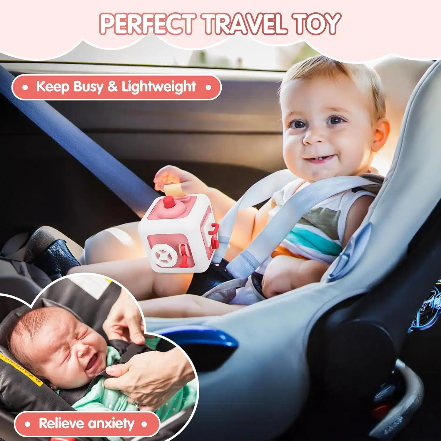 Interactive Whack a Mole Steering Wheel Toddler Box Educational Montessori Busy Board Busy Cube Toys - Image 4