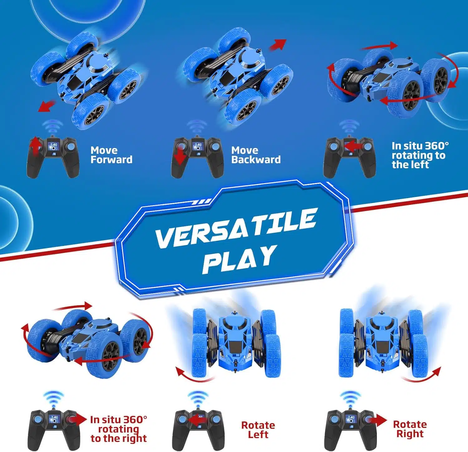 New Arrival Powerful 4WD Double Sided Flips 360 Off Road Racing Truck Kids Juguetes Remote Control Stunt Car - Bild 3