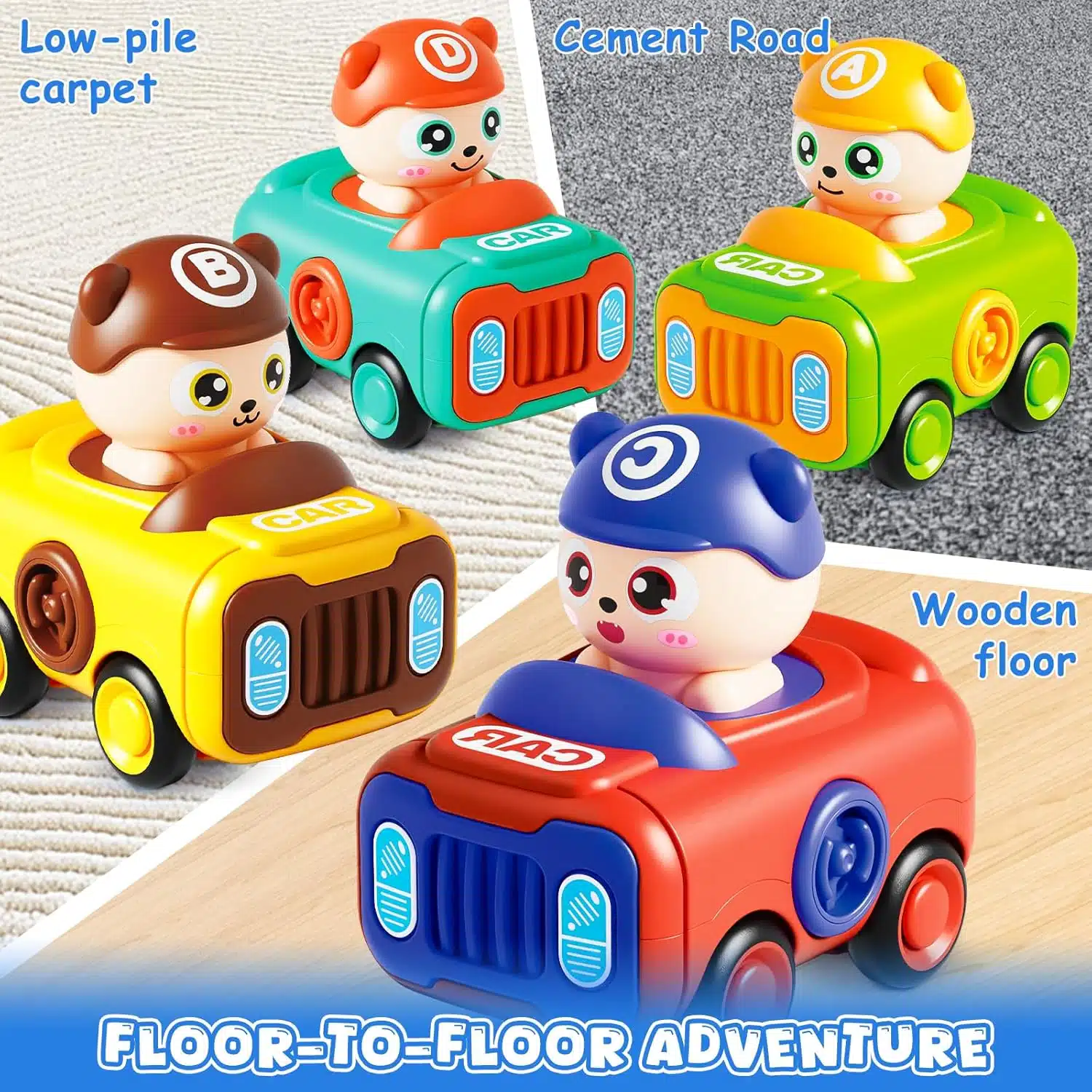 Funny Mini Plastic Cartoon Animal Bear Vehicles Cute Children Gifts Whistle Hand Press Sliding Car Toys - Imagen 6
