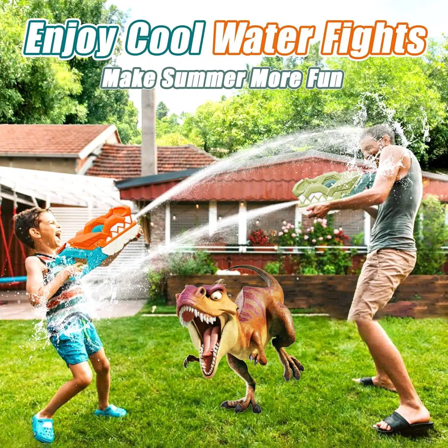 Ultra Large Capacity 32Ft Range Plastic Shooting Squirt Blaster Pool Beach Summer Dinosaur Water Gun - Image 5