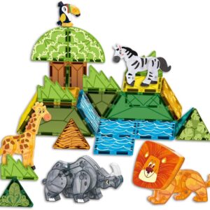 Wholesale Grassland Animal Theme Magnetic Building Blocks for STEM Learning - LuluFamily Toys
