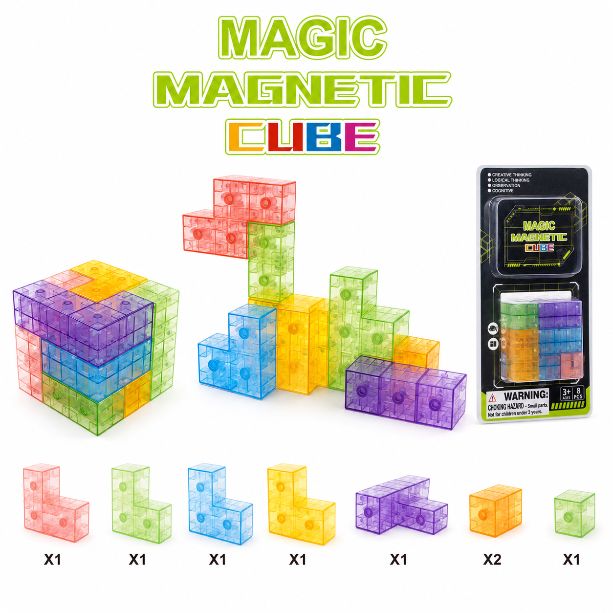Wholesale magnetic puzzle cube toy with challenge cards by LuluFamily