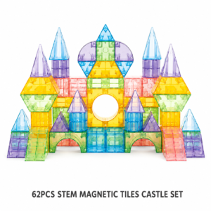 Wholesale magnetic tiles castle set with transparent 62PCS blocks by LuluFamily