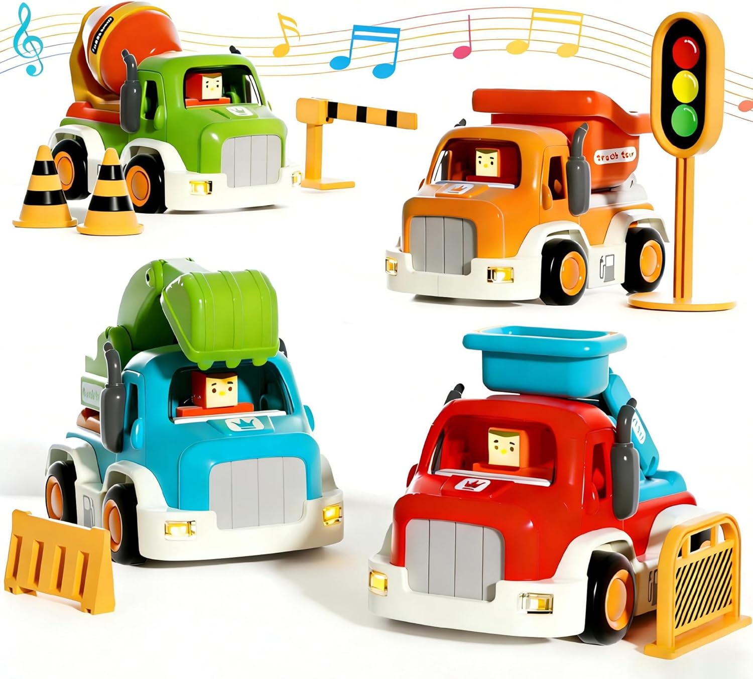 Wholesale friction truck toy set with lights and music by LuluFamily