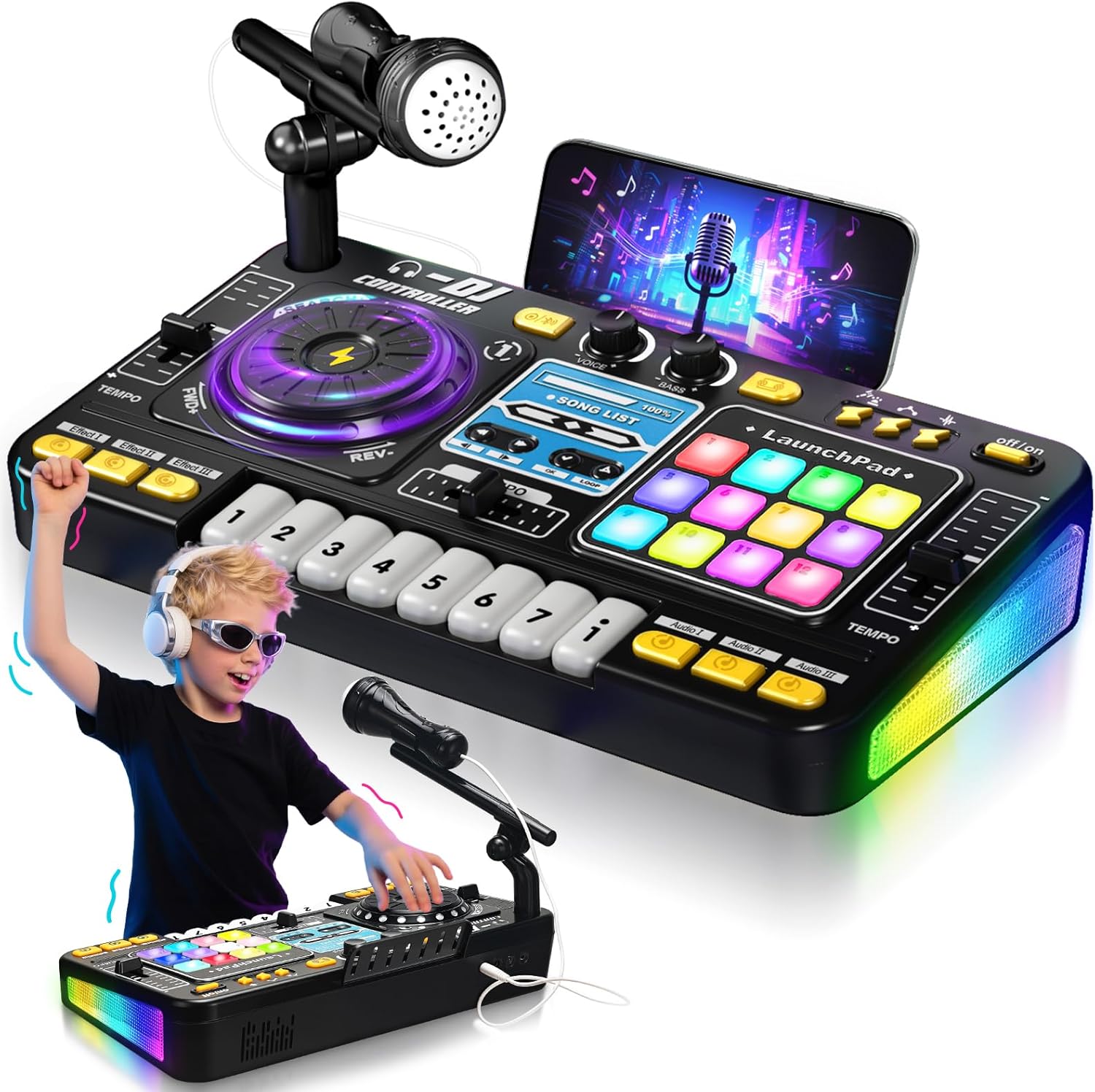 Wholesale kids DJ mixing table toy with microphone by LuluFamily