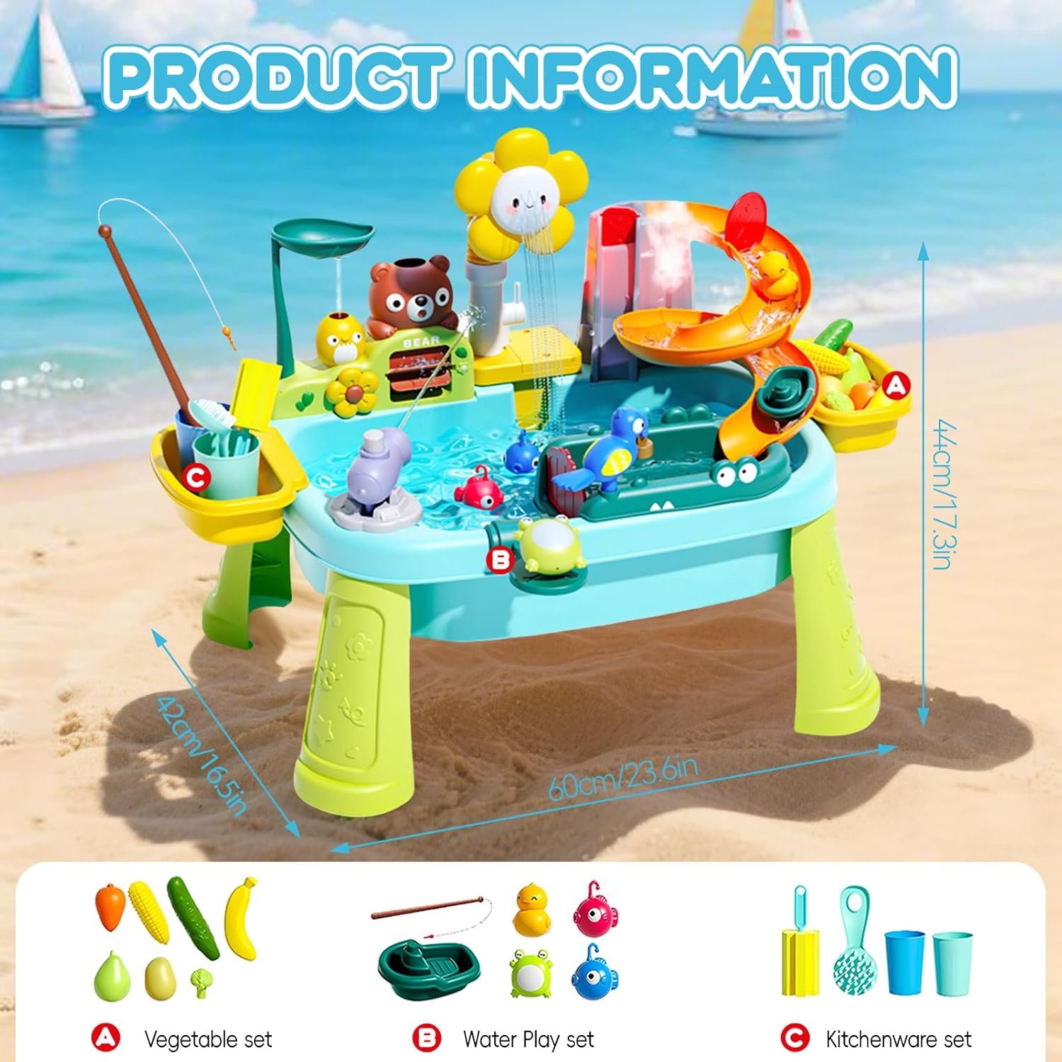 Upgraded Electric Pump Faucet Play Food Fishing Accessories Toddler Outdoor Summer Sand Water Kitchen Sink Table Toy - Imagen 6