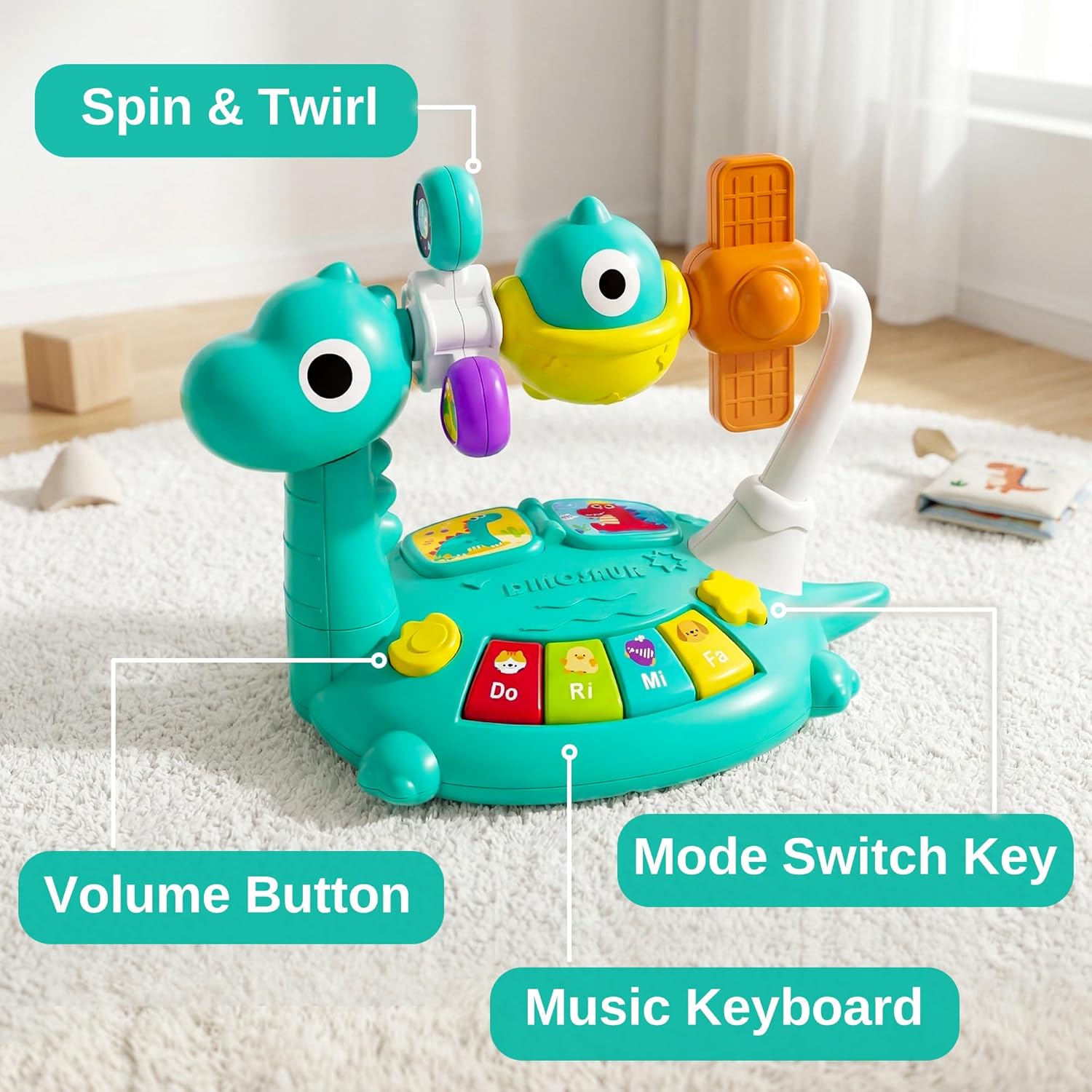 Wholesale Dinosaur Baby Piano Toy for Tummy Time Learning - Image 6