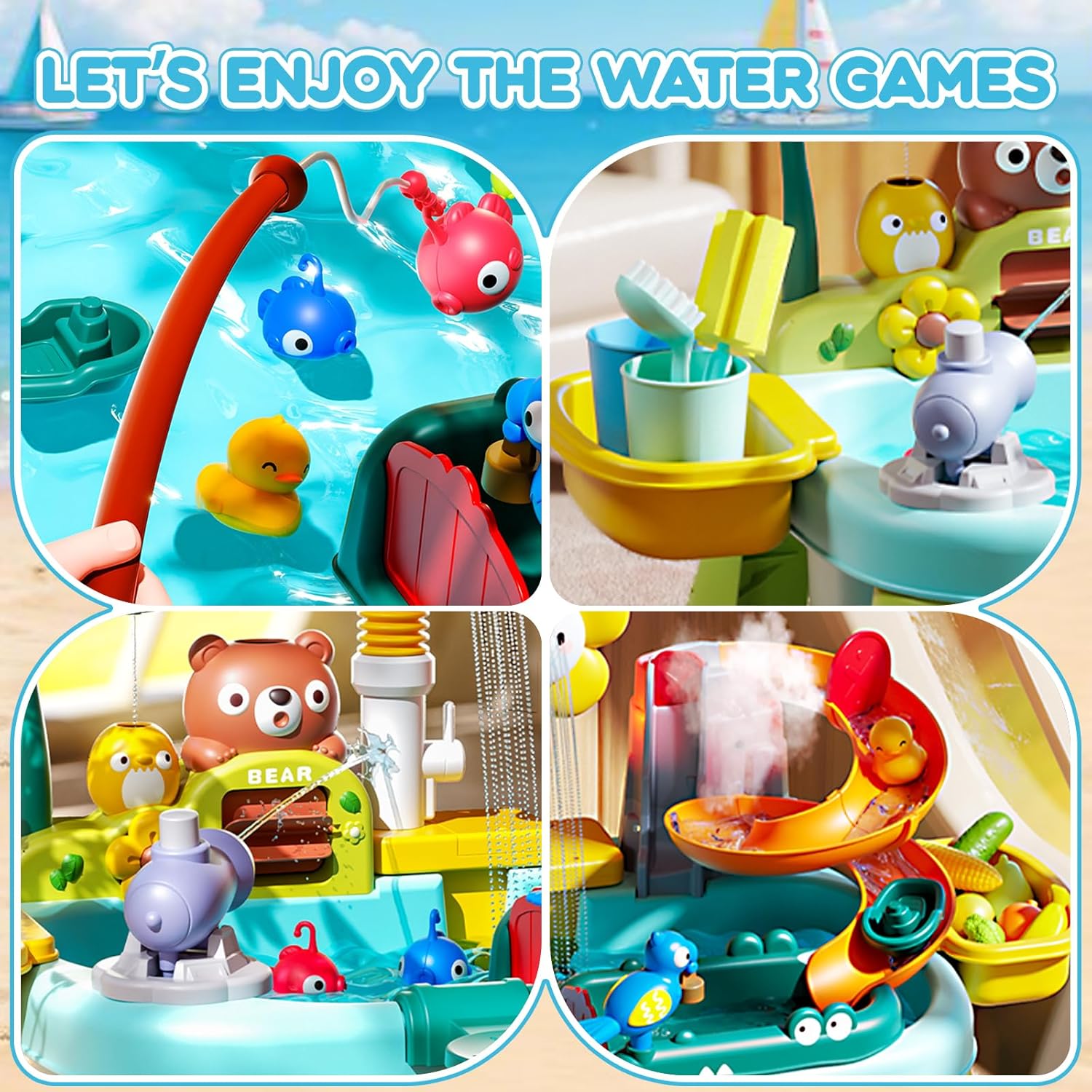 Upgraded Electric Pump Faucet Play Food Fishing Accessories Toddler Outdoor Summer Sand Water Kitchen Sink Table Toy - Imagen 5