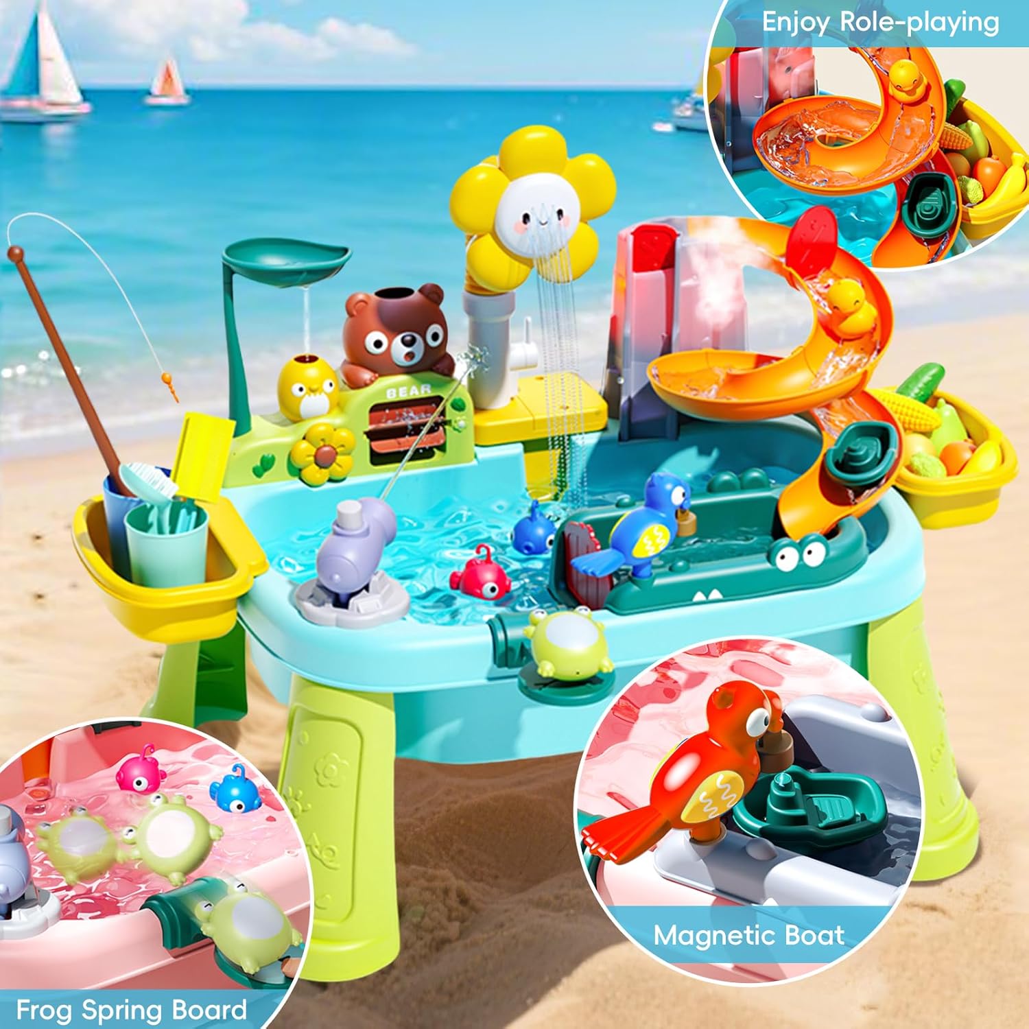 Upgraded Electric Pump Faucet Play Food Fishing Accessories Toddler Outdoor Summer Sand Water Kitchen Sink Table Toy - Imagen 3