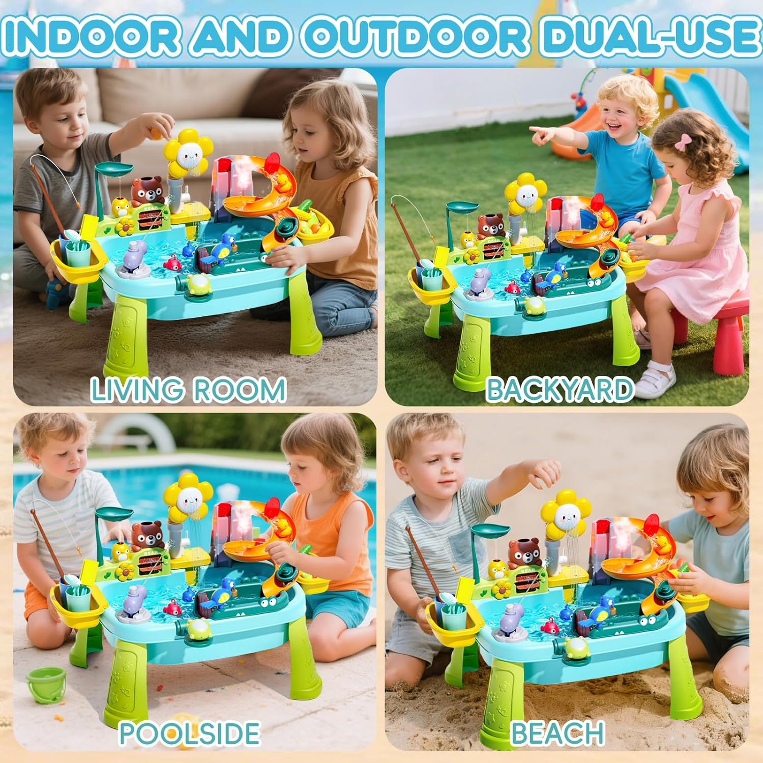 Upgraded Electric Pump Faucet Play Food Fishing Accessories Toddler Outdoor Summer Sand Water Kitchen Sink Table Toy - Imagen 2