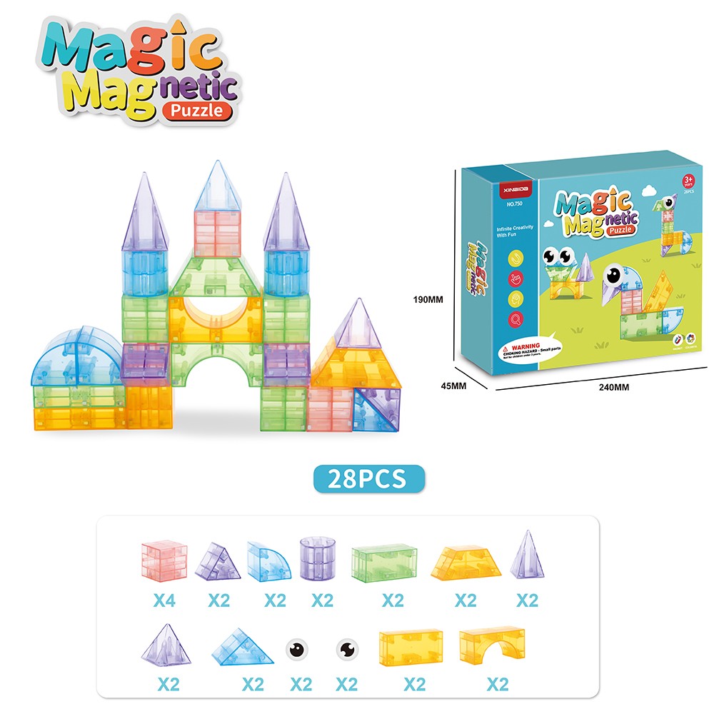 Wholesale 62PCS Transparent Magnetic Tiles Castle Set - Image 3