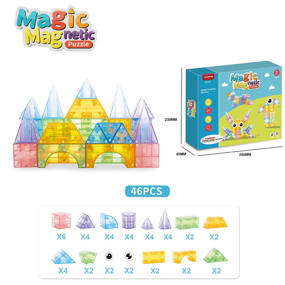 Wholesale 62PCS Transparent Magnetic Tiles Castle Set - Image 2