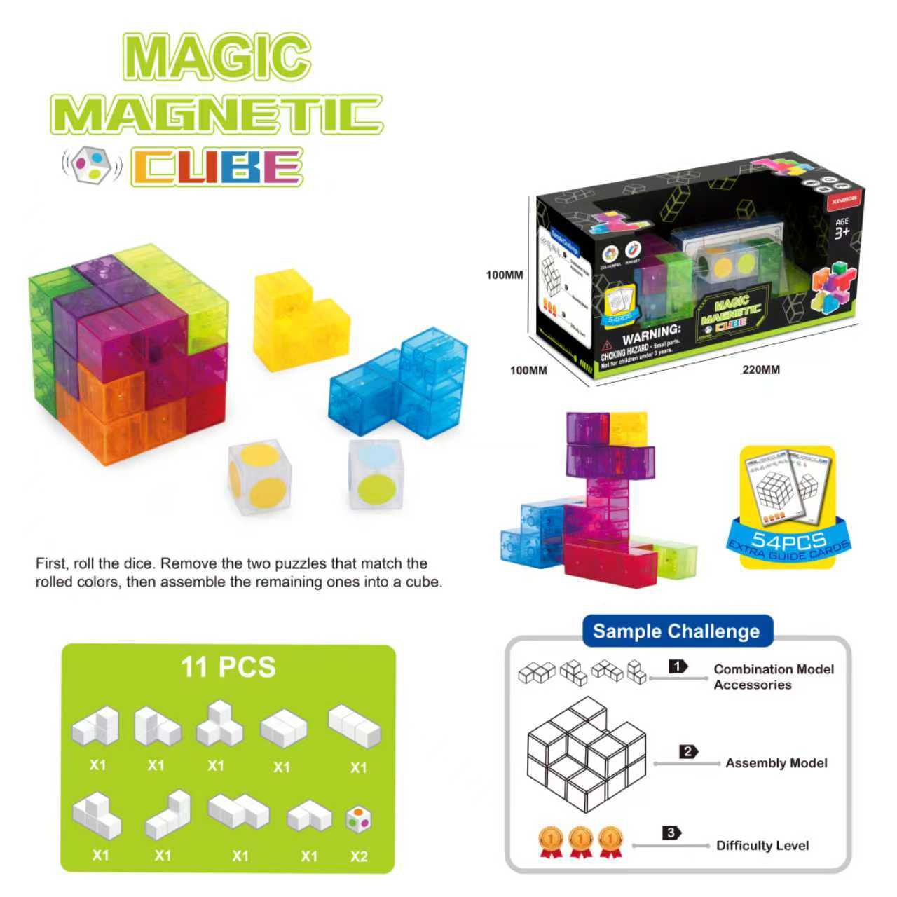 Wholesale Magnetic Puzzle Cube Toy with 3D Challenge Cards - Bild 2