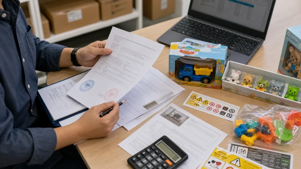 Toy compliance documents and certificates review before supplier selection