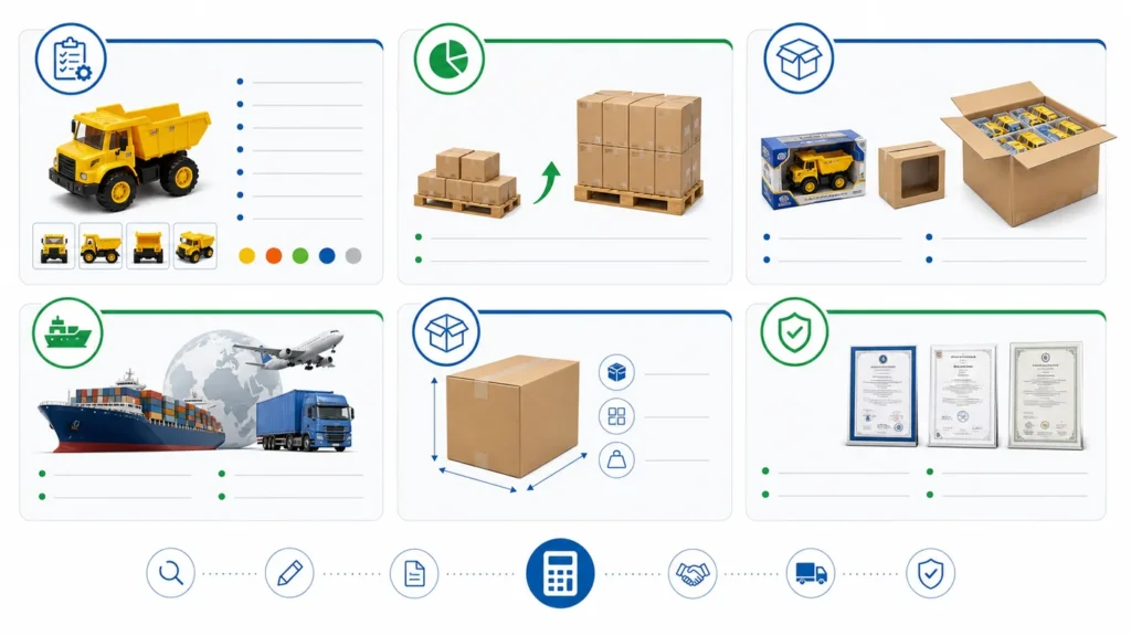 Toy quotation comparison factors including MOQ packaging trade terms and certificates