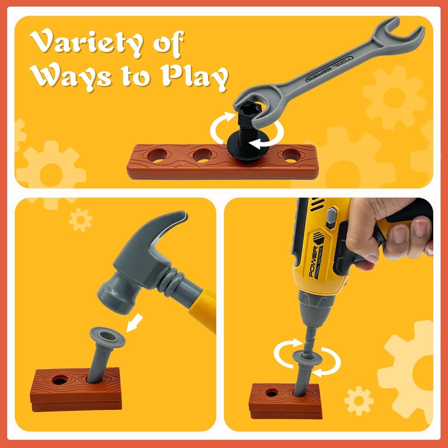Wholesale Kids Pretend Play Construction Tool Set with Electronic Drill and Toolbox - Image 3